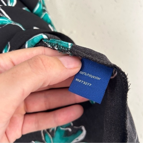 🦋 Apt. 9 Black Green Floral Quarter Zip Sleeveless Blouse Medium - Picture 4 of 7